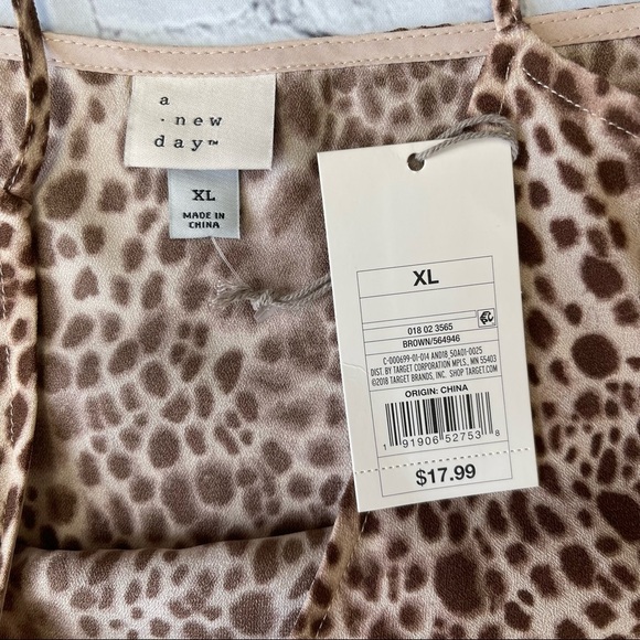 3/30$🔥 NWT A new day animal print flowy cami adjustable spaghetti strap size XL - Picture 5 of 8